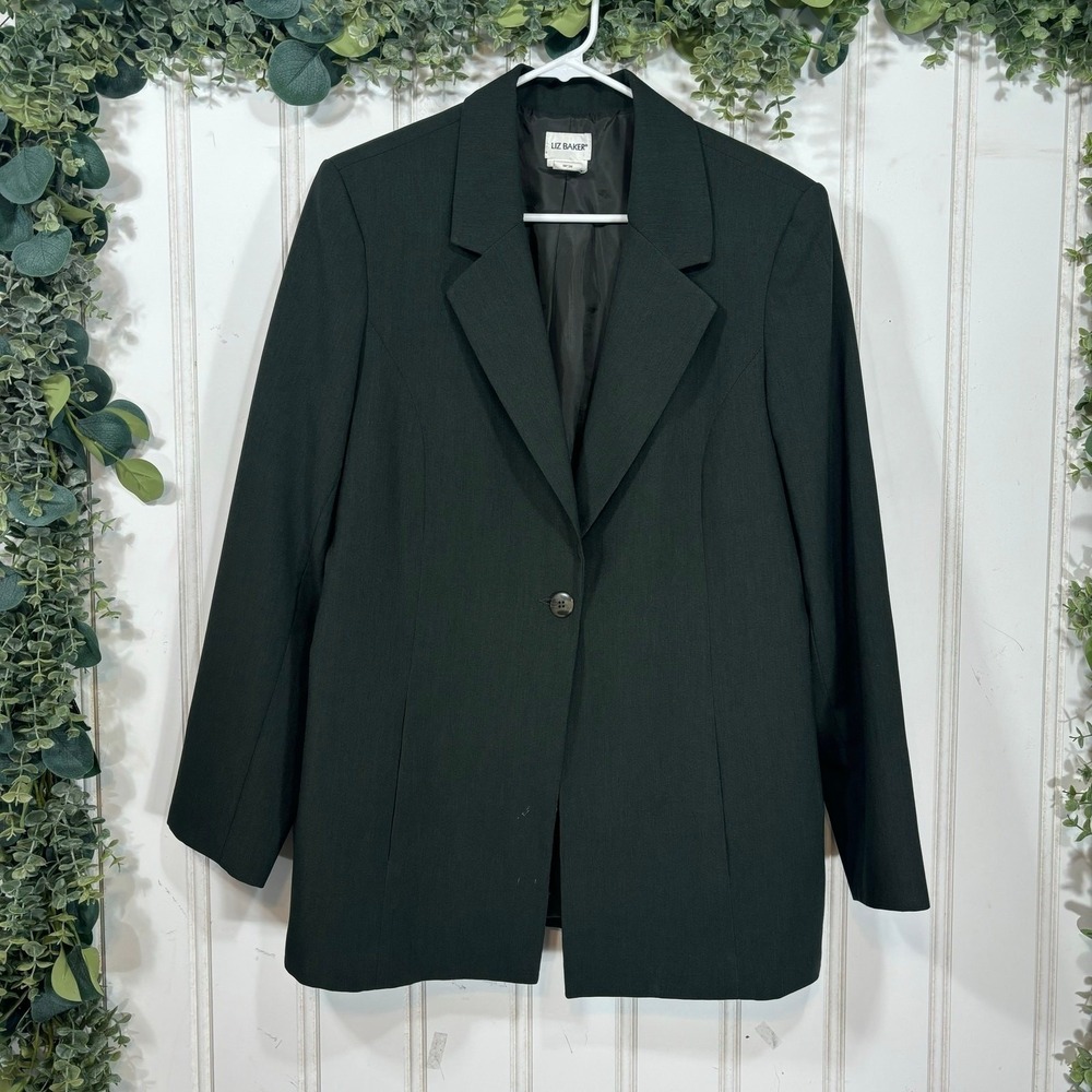 Liz Baker Green Blazer Jacket Womens Size 10 One Button Academia Preppy Casual - Picture 2 of 10